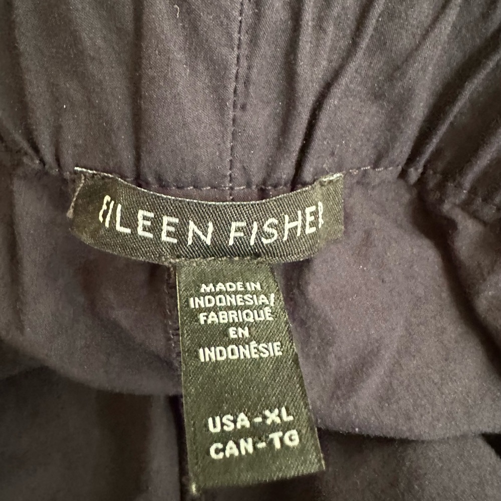 Eileen Fischer Navy Blue Organic Cotton Relaxed Wide-Leg Elastic Waist Pants XL - Picture 5 of 14